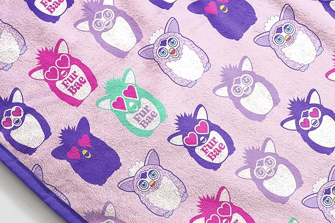 Jay Franco Plush Throw Blanket – 46" x 60" Inch Cartoon Kids Soft & Cozy Fleece Throw for Bedroom & Couch Décor, Official Licensed Product, Purple - Furby