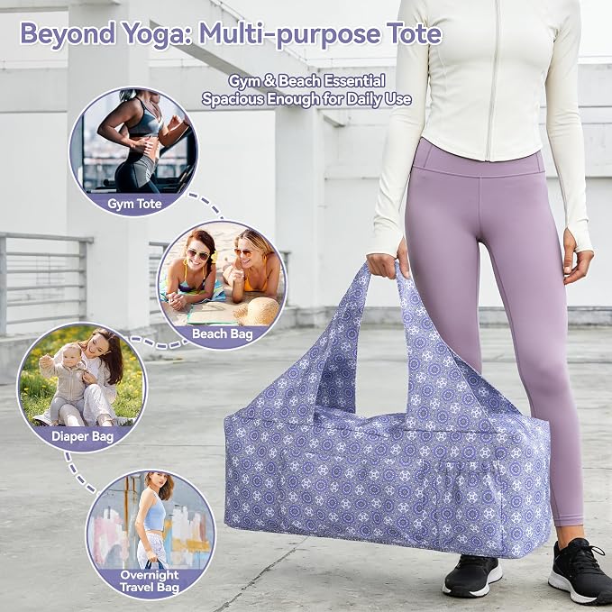 BOULDER BEE Yoga Mat Bag with Wet Pocket, Large Yoga Mat Carrier Fits All Your Stuff, Personalized Yoga Gifts, Gym Tote Bag for Women