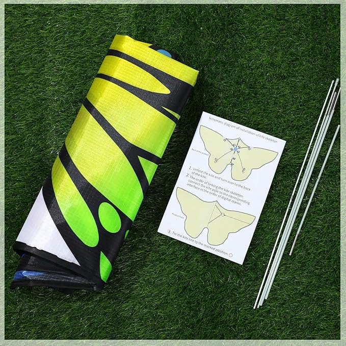 Silipull 2 Pcs Butterfly Kite 55" x 28" Large Kites with 328ft Kite String Beach Colorful Kites for Adults Beginner Outdoor Supplies (Pink and Green)