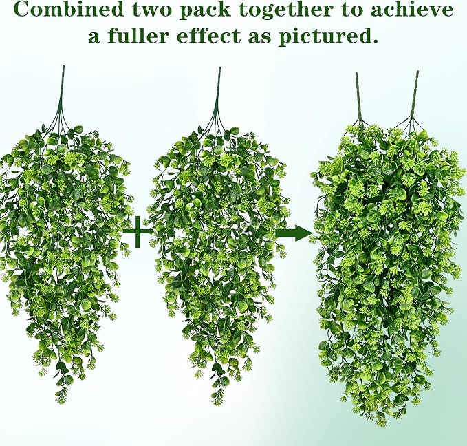 Waipfaru 4Pcs Fake Hanging Plants 3ft Fake Plants Vines Greenery | UV Resistant Faux Outdoor Plants Ivy Vines for Modern Boho Patio Outdoor Indoor Party Wall Porch Gazebo Aesthetic Decor