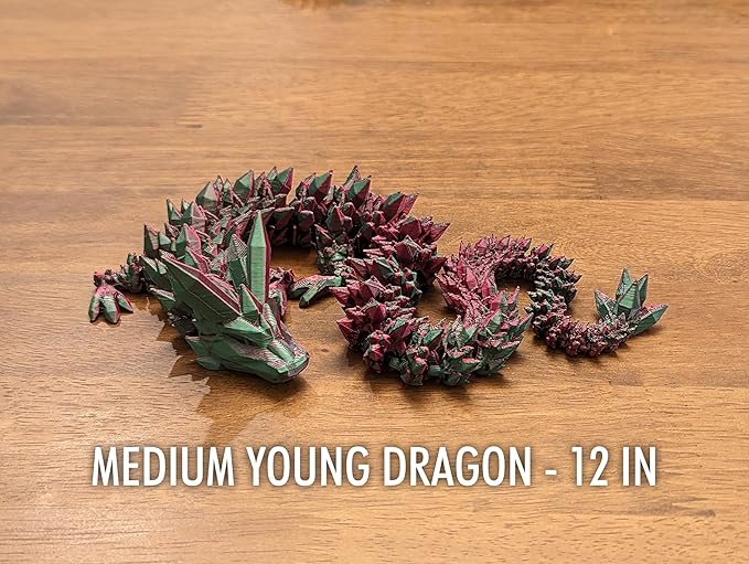Large 24" Articulated Crystal Dragon - Multi Color 3D Printed Plastic Dragon Figure - Rainbow Pearlescent Colors - Interlocked Body Segments and Legs (Large 24", Gunmetal)