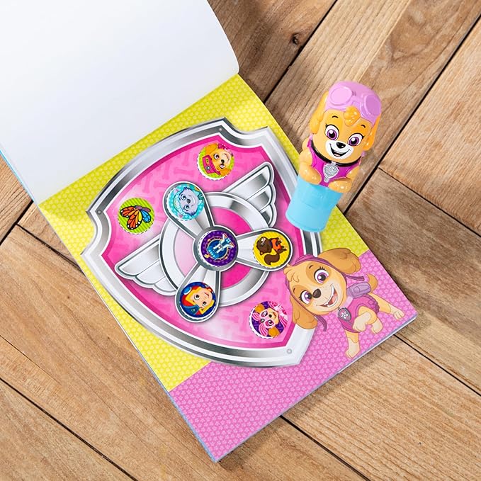 Melissa & Doug Sticker Wow!™ 24-Page Activity Pad and Sticker Stamper, 300 Stickers, Arts and Crafts Fidget Toy Collectible Character – PAW Patrol Skye - FSC Certified