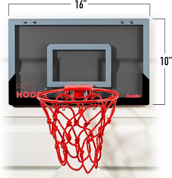 Franklin Sports Mini Basketball Hoops-Indoor Over The Door Mini Hoop+Basketball Sets-Perfect Accessory for Bedroom+Office
