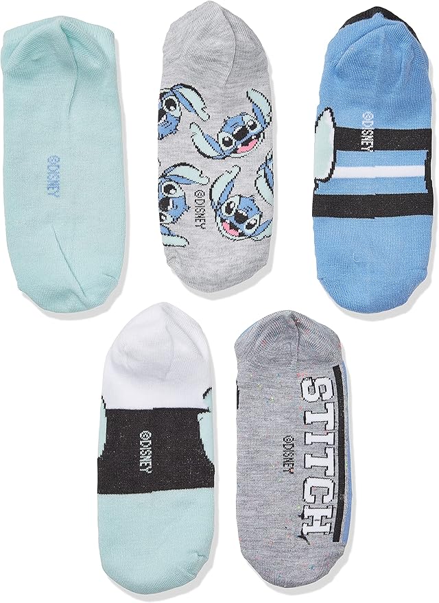 Disney Women's Lilo & Stitch 5 Pack No Show Socks