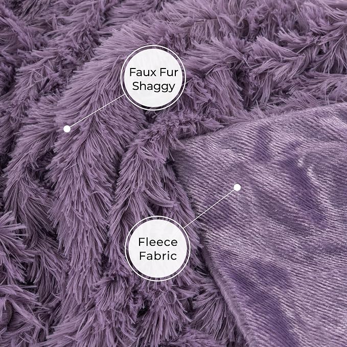 Decorative Extra Soft Fuzzy Faux Fur Throw Blanket 50" x 60",Solid Reversible Long Hair Shaggy Blanket,Fluffy Plush Comfy Microfiber Fleece Blanket for Couch Sofa Bedroom,Patrican Purple