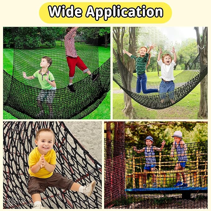 Climbing Cargo Net 9.8' x 9.8', Double Layers Playground Safety Net, with Storage Bag Climbing Net for Kids Outdoor Treehouse