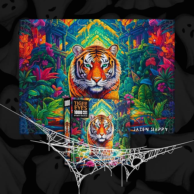 Challenging Jigsaw Puzzle for Adults and Families - 1000 Pieces - Tiger Eyes - Jazen Happy - 27x20 inch - Poster Included Puzzle