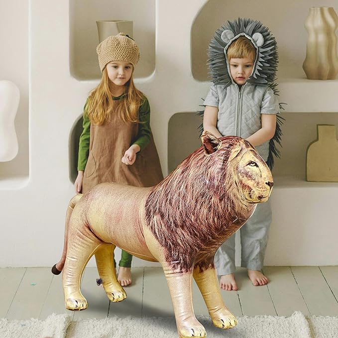 Jet Creations Inflatable Male Lion with Mane Stuffed Animal, Standing – Ideal for Safari or Wildlife Theme Parties, Favors, and Decorations, Size 36 inch Long, an-Lion, Tan