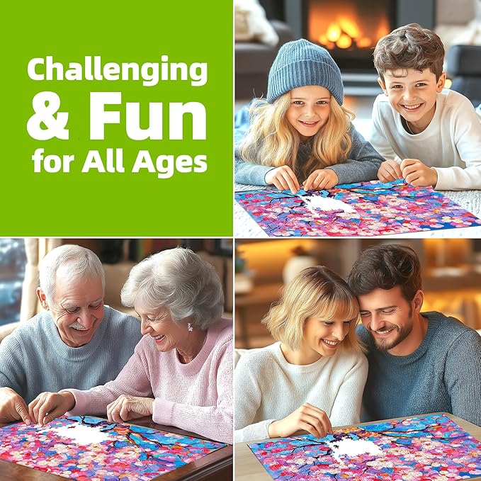 Spring Cherry Blossom 500 Piece Puzzles for Adults, Fun Spring Puzzles for Adults 500 Pieces with HD Print & Poster, 15" X 23" Dust Free Halloween Christmas Family Games