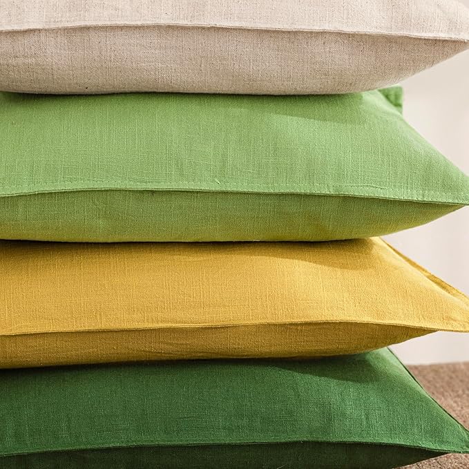 Foindtower Pack of 2, Decorative Linen Solid Throw Pillow Covers Accent Lumbar Cushion Case Boho Farmhouse Pillowcase for Chair Couch Sofa Bedroom Living Room Home Decor 12 x 20 Inch Ginger Yellow
