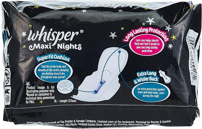 Whisper Maxi Nights 7 Pads -XL Wings Extra Heavyflow - 317mm