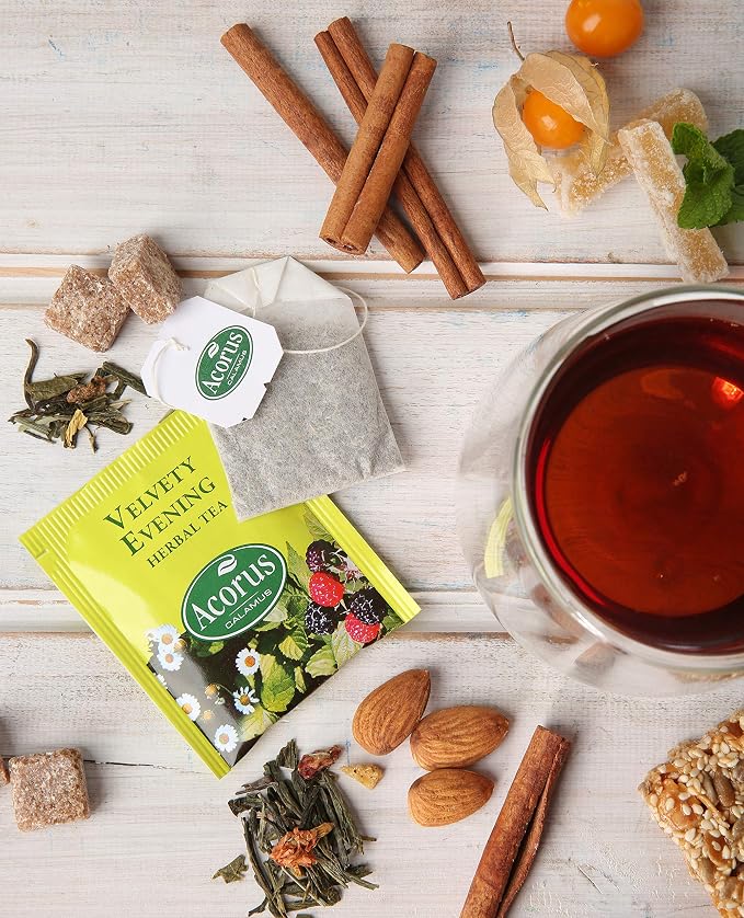 ACORUS Premium Tea Set - Natural Herbal Tea Variety Pack, Gift Set of 6 Different Teas, 60 Bags Individually Wrapped, Herbal Sampler Box