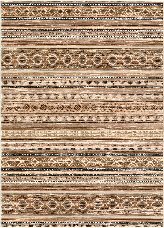 cotiled 10x14 Area Rugs Living Room Rug: Washable Boho Rugs with Non Slip Backing Large Soft Indoor Stain Resistant Carpet for Bedroom Farmhouse Dining Room Lightweight Home Decor Brown/Beige