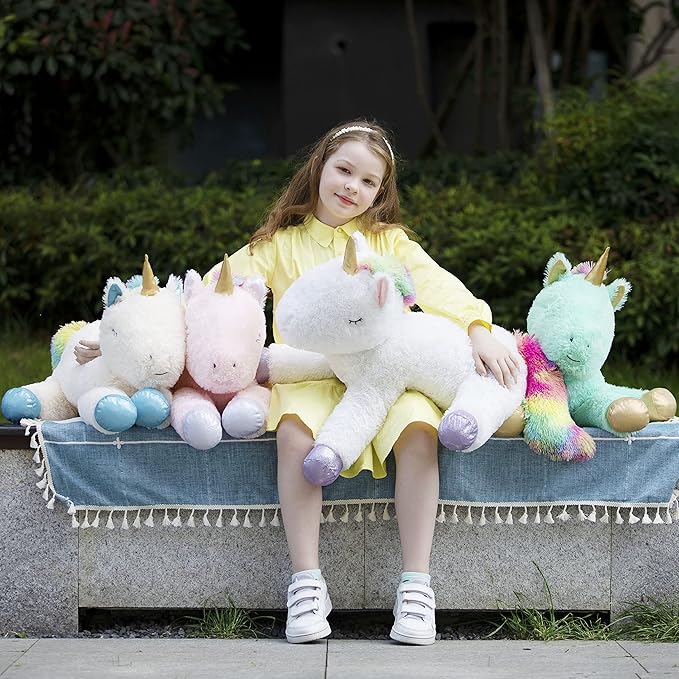 Tezituor 24 Inches Unicorn Plush Toy Set for Girls,4 Colorful Unicorns in Mommy Unicorn’s Belly,Unique Stuffed Unicorns Gifts for Children.