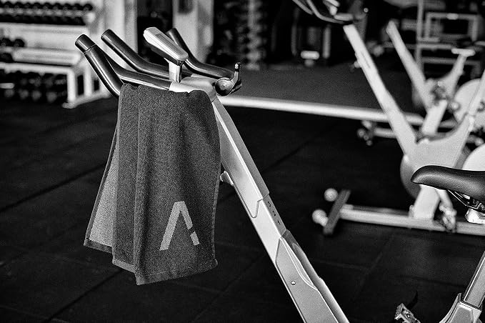 Black Organic Cotton Gym Towel for Men and Women - Silver Infused Sweat Towel, 500 GSM, 31.5"x15.75" - Soft Absorbent Workout Towel for Gym Yoga Sports, Exercise Towel