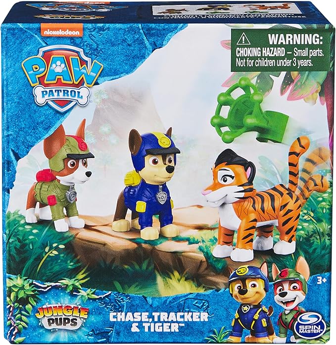 Paw Patrol: Jungle Pups Chase, Tracker & Tiger Action Figures with Projectile Launcher, Kids Toys for Boys and Girls Ages 3 and Up