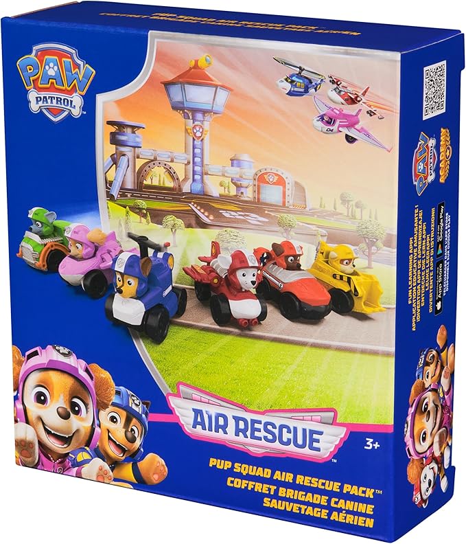 Paw Patrol: Air Rescue, 6-Piece Pup Squad Racers, Toy Cars Gift Set with Chase, Marshall, Skye, Rubble, Rocky & Zuma, Kids Toys for Boys & Girls 3+