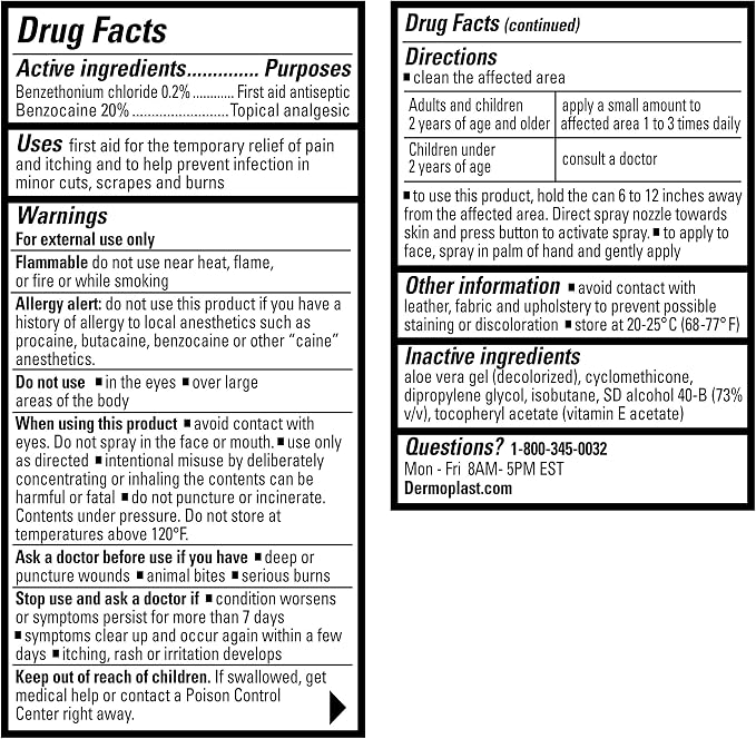 Dermoplast First Aid Spray, Analgesic & Antiseptic Spray for Wounds, Minor Cuts, Scrapes and Burns, Wound Care, 2.75 Ounce (Packaging May Vary)