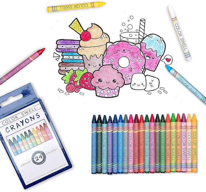 Color Swell Bulk Crayon Packs - 72 Boxes of 24 Vibrant Colored Crayons of Teacher Quality Durable Bulk Crayons for Classroom and Homen(case pack)