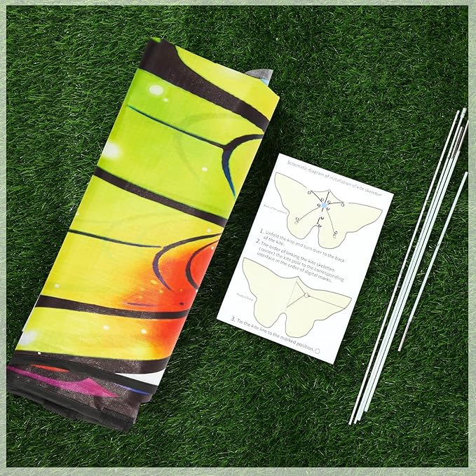Silipull 6 Pcs Kites Butterfly Kite 55" x 28" Large Kites with 328ft String Colorful Beach Kite for Adults Beginner Outdoor Supplies