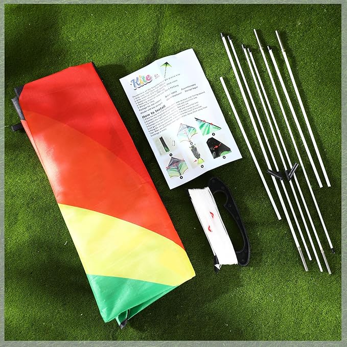Halloscume Large Delta Kites for Adults Easy to Fly 57.1 Inch with 328.1 ft String Rainbow Beach Delta Kites for Beginner Outdoor Supplies(Multicolor)