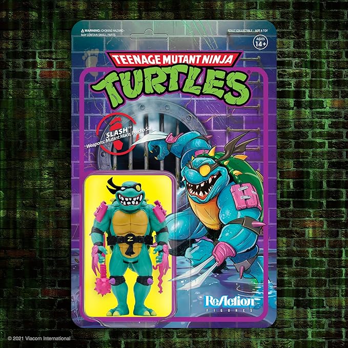 Super7 Teenage Mutant Ninja Turtles Slash - 3.75" TMNT Action Figure with Accessories Classic Cartoon Collectibles