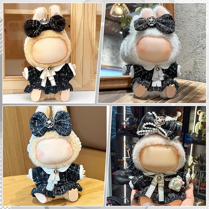 Clothes Fit for 17CM Doll, Fashion Doll Clothes Outfit Set Cute Theme Designer Toys Dress Accessories for Collector Fans Display (Black Tweed Jacket)