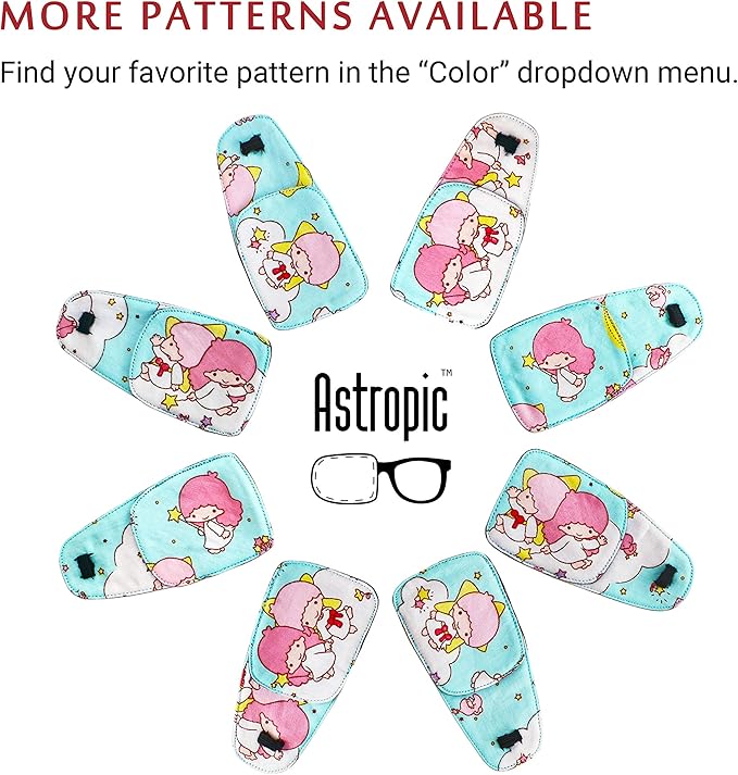 Astropic Cotton & Silk Eye Patch for Kids Glasses (Left Eye, Fairy - Magic Wand)