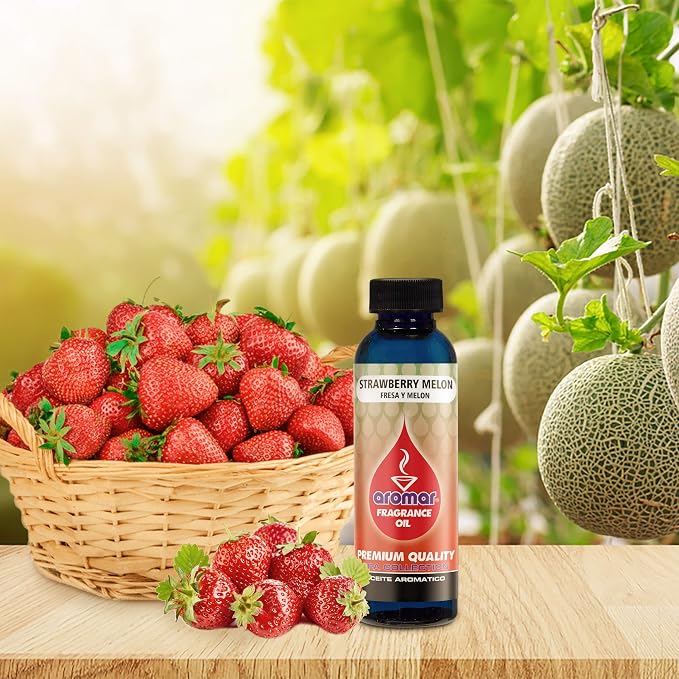 AROMAR Premium Fragrance Oil, 4oz Bottle 3 Pack Long Lasting Aromatic Scent, Fresh and Revitalizing Aromatherapy for Living Room, Bedroom, and Kitchen 12oz Strawberry Melon