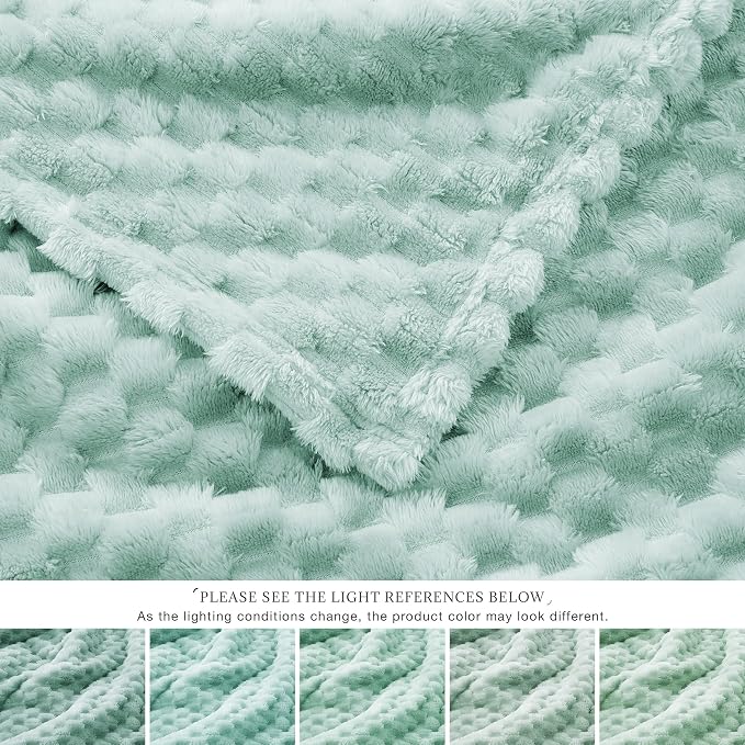 EXQ Home Gentle Soft Fleece Throw Blanket – Cozy Lightweight 3D Imitation Turtle Shell Jacquard Blanket for Couch Bed – All-Season Warm Fuzzy Flannel Blanket for Women Mom Her Gifts(60"x80",Aqua)