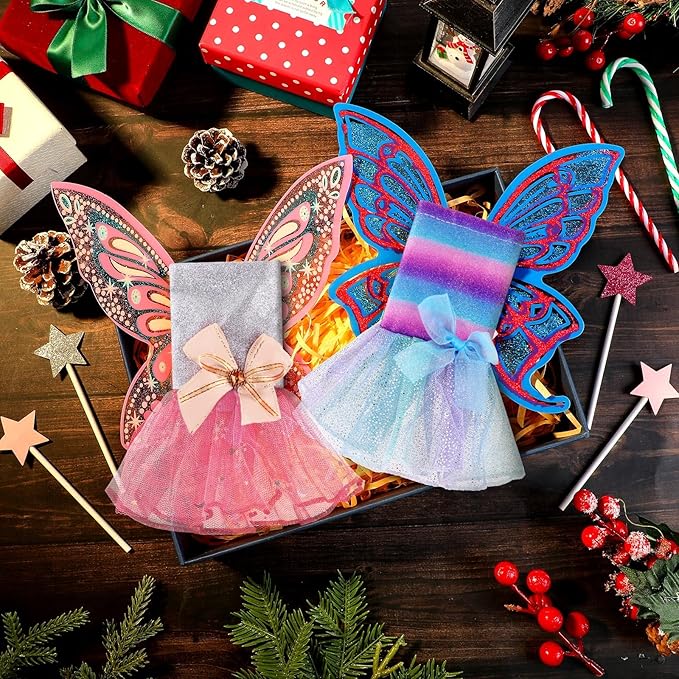 Meooeck 6 Pieces Christmas Accessories Set Including 2 Holiday Clothes Outfit, and 4 Novelty Toy Accessories for Kid(Fairy)