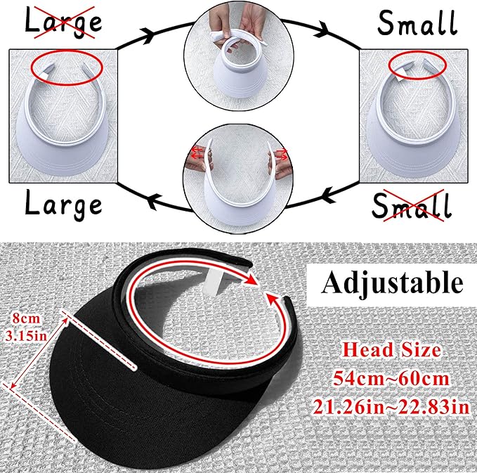 3 Pack Sports Sun Visor Hat Women Men Adjustable Clip On Visors Outdoor Golf Beach Cap