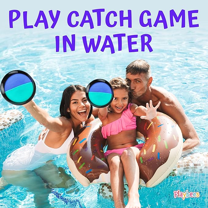Toss and Catch Ball Game Classic Outdoor Yard Games for 3-10 Year Old Perfect Beach Toys Backyard Lawn Sport Activity Family Indoor & Outside Games Sport Pool Toys Paddle Game (2 Paddles 2 Balls)