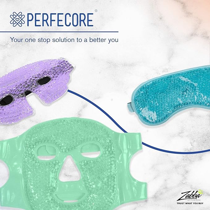 Facial Mask Get Rid of Puffy Eyes Migraine Relief, Sleeping, Travel Therapeutic Hot Cold Compress Pack Gel Beads, Spa Therapy Wrap for Sinus Face Puffiness Headaches Gel Mask