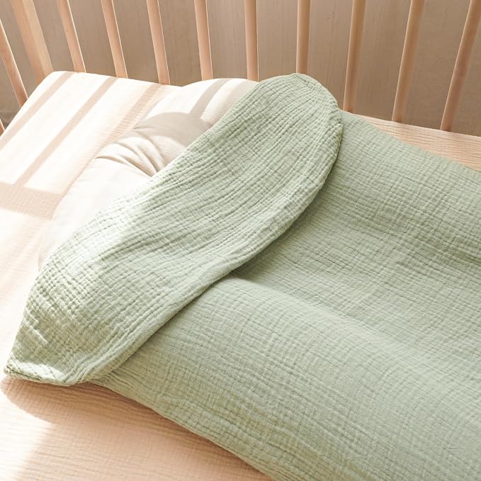 Konssy Muslin Baby Lounger Cover 2 Pack, 100% Cotton Newborn Lounger, Soft and Breathable for Boys & Girls (Woodland, Sage)