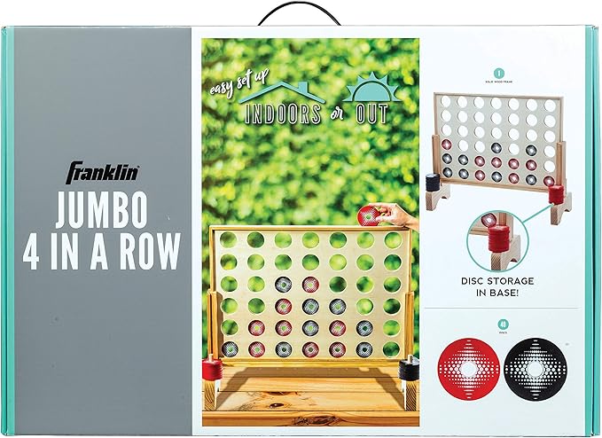 Franklin Sports Giant 4 in a Row Outdoor Game Set - Perfect Jumbo Backyard + Beach Game for Kids + Adults - Large 4 in a Row Full Set