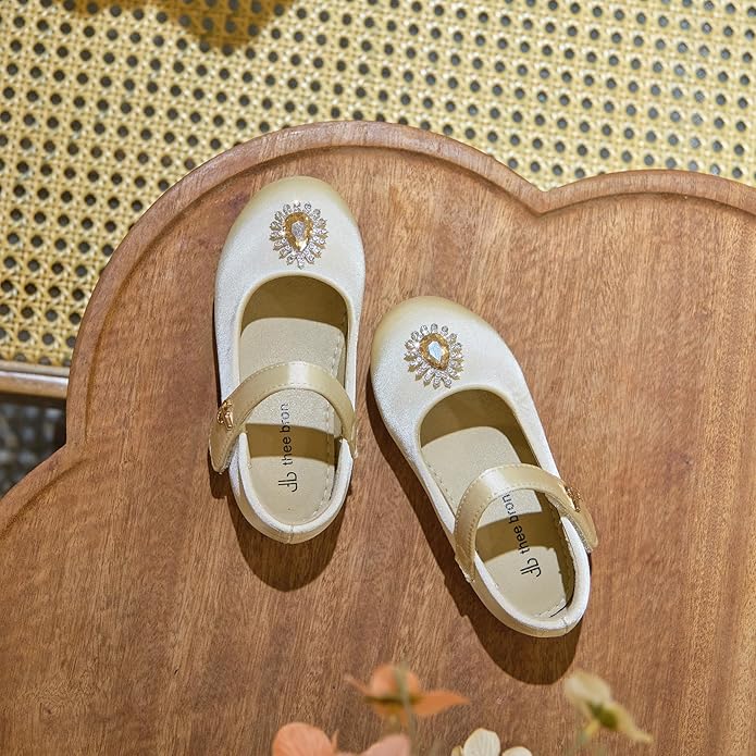 THEE BRON Mary Jane Ballet Flats - Girls' Dress Shoes with Hook & Loop Closure