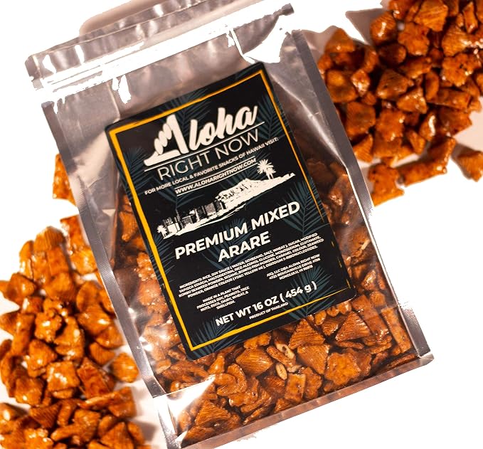 Aloha Right Now Premium Mixed Arare Rice Crackers Mochi Crunch Japanese Hawaiian Style Asian Snack Mix 1 Lbs 16oz (Pack of 3)