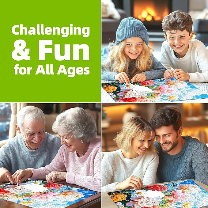Spring Blooming Peonies 500 Piece Puzzles for Adults, Fun Puzzles for Adults 500 Pieces with HD Print & Poster, 15" X 23" Dust Free Halloween Christmas Family Games