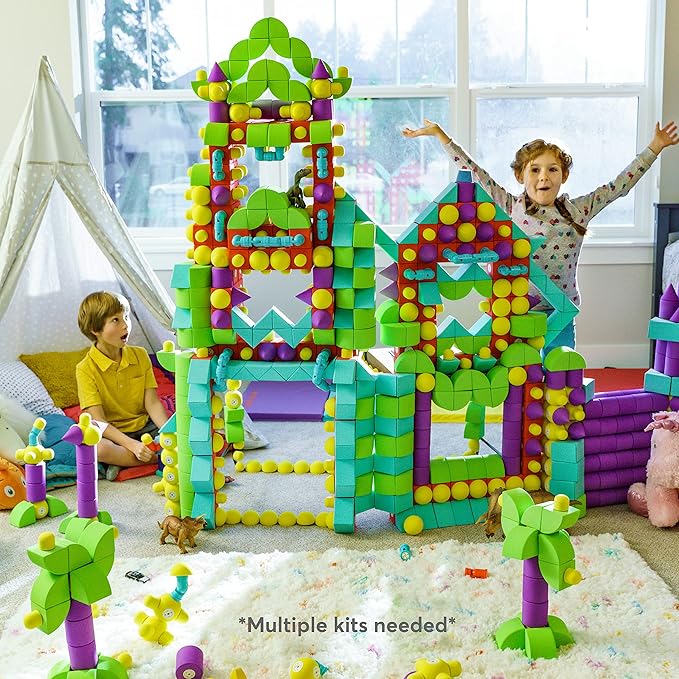 Magnetic Foam Building Blocks - 50-Piece Set, Bath Toys for Toddlers, Preschool Toys, Bathtub Toys, Sensory Toys, Blocks for Toddlers 3-5, Engineering Toys for Kids 3-5, Bath Blocks
