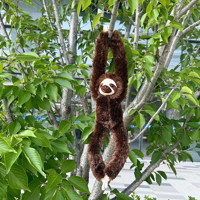 Stuffed Sloth Toy Hanging Stuffed Animal, Three-Toed Sloth Hooks and Stuffed Animals with Rings for Kids, Gifts for Boys and Girls Hanging 20inches