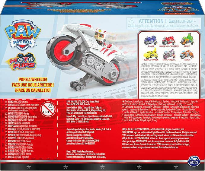 PAW Patrol, Moto Pups Wildcat’s Deluxe Pull Back Motorcycle Vehicle with Wheelie Feature and Toy Figure