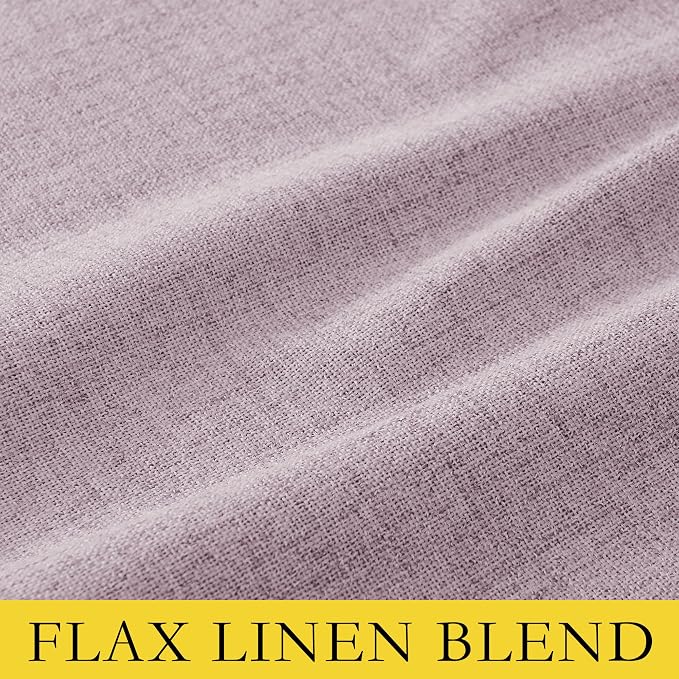 NICETOWN 100% Blackout Curtains for Living Room, 52" Wide Per Panel, Set of 2, Muted Lavender Linen Blend Thermal Insulated Curtains 90" Long, Noise Reducing Window Treatment Drapes for Hall Room