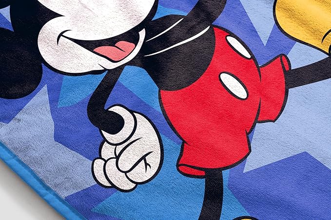 Jay Franco Kids Plush Throw Blanket – Soft & Cozy Fleece Throw for Bedroom & Couch Décor, Official Licensed Product, Blue - Mickey Mouse, 40x50 - Travel Blanket