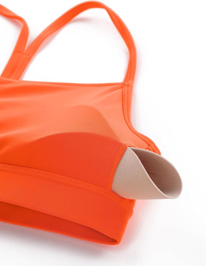 CRZ YOGA Butterluxe Y Back Sports Bras for Women - Padded Racerback Low Impact Spaghetti Thin Strap Workout Yoga Top