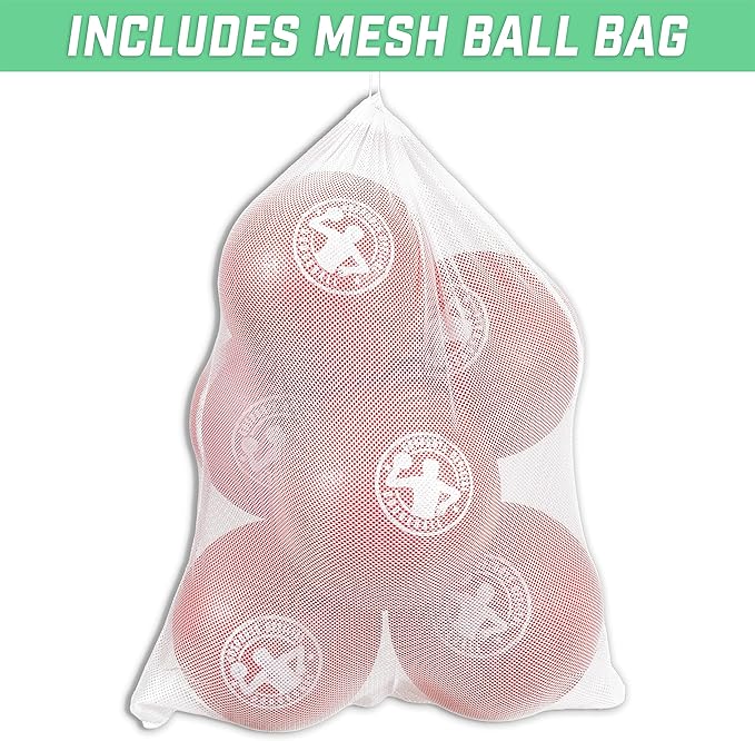 GoSports Inflatable Dodgeballs - Choose 5 Inch or 7 Inch No Sting Balls - Set of 6 Includes Ball Pump & Mesh Bag