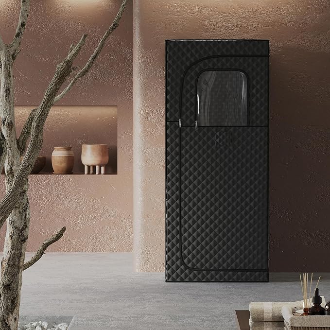 ENSTVER Home Sauna 6FT Compact 1 Person,1200W Steam Fast Heating Sauna,Indoor Saunas Room with Foldable Chair