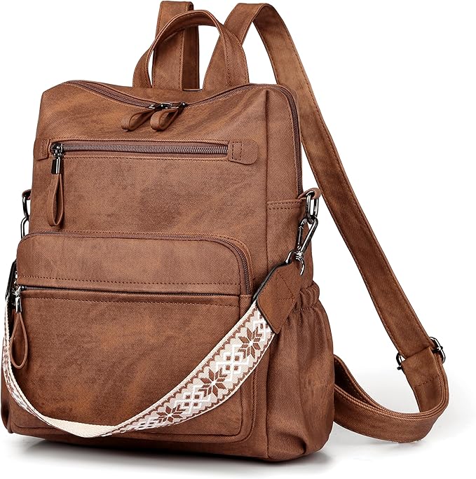 Backpack Purse for Women, Pu Leather Designer Travel Backpack, Fashion Work Ladies Shoulder Bag Handbag
