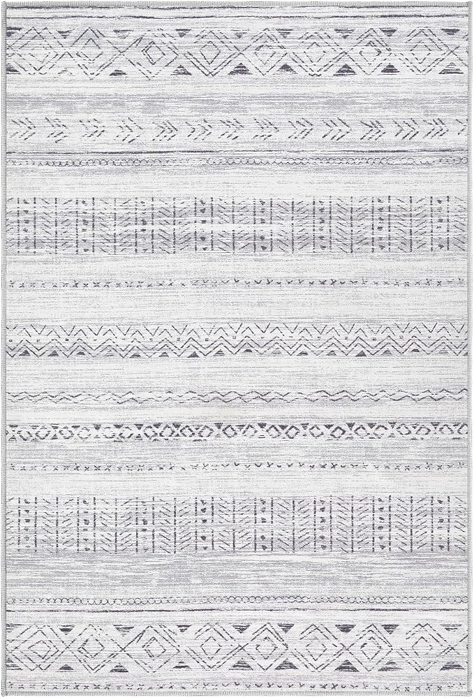 cotiled Washable 2x3 Entryway Rug: Washable Boho Rugs with Non Slip Backing Small Soft Indoor Stain Resistant Carpet for Kitchen Front Lightweight Home Decor Dark Grey