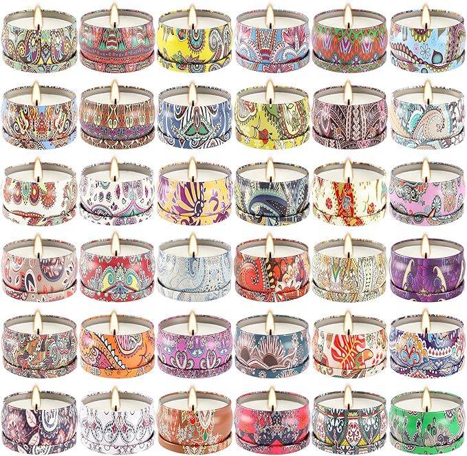 Scented Candles Gifts Set of 36 โ 2.5oz Aromatherapy Travel Tin Candles, Relaxing Fragrances for Home, Spa, Gifts for Family, Friends, Teachers, Thank You Presents (Assorted Scents).